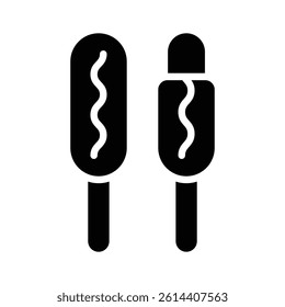 Creatively designed glyph style icon of cheesy corn dogs
