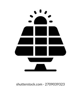 Creatively designed glyph style icon depicting solar energy panel