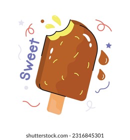 Creatively designed ice cream hand drawn vector, easy to use icon