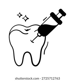 Ícone de cuidados dentários criado criativamente no estilo moderno desenhado à mão