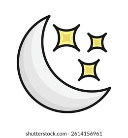 Creatively designed icon of night in editable style