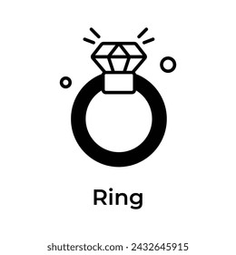 Creatively designed icon of precious diamond ring, mothers day gift