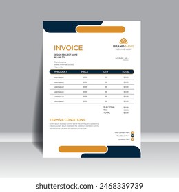 Creatively designed Invoice featuring imaginative color schemes. For your company.