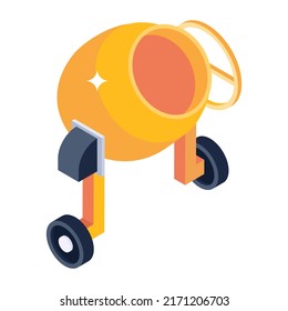 Creatively designed isometric icon of concrete mixer