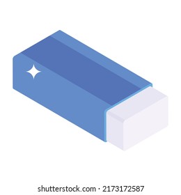 A creatively designed isometric icon of eraser

