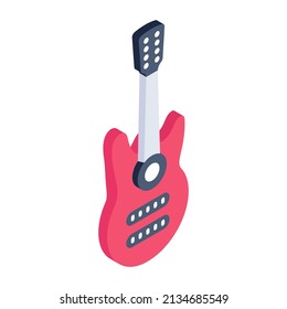 Creatively designed isometric icon of guitar 

