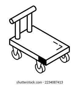 Icono isométrico diseñado creativamente para carrito industrial 