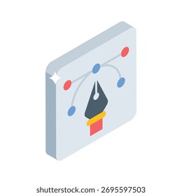 Creatively designed isometric icon of pen tool, ready for premium use