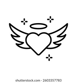 Creatively designed line icon of angel love wings