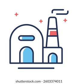 Creatively designed line icon of factory building