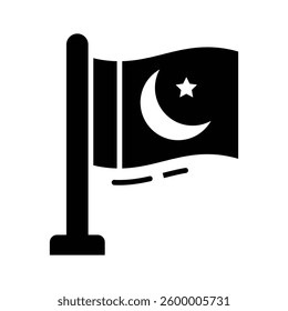 Creatively designed line icon of islamic flag with star and moon
