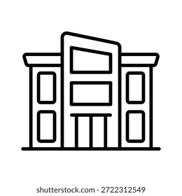 Icono de línea de diseño creativo del edificio de oficinas que representa el negocio corporativo.