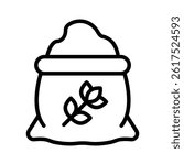 Creatively designed line icon showing open flour sack