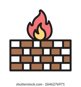 Creatively designed line icon showing firewall protection