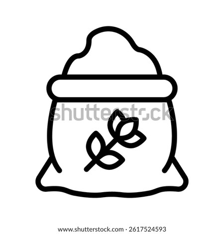 Creatively designed line icon showing open flour sack