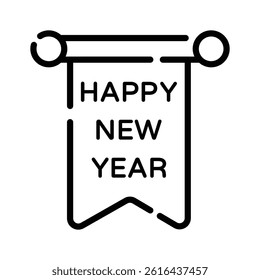 Creatively designed outline style icon of hanging new year banner