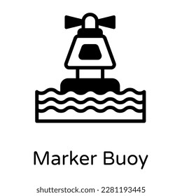 Creatively designed solid icon of marker buoy 