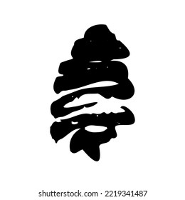 Creatively drawn underlines, Christmas tree. Black silhouette, simple shape. 
Vector with the effect of a hand-drawn lines.