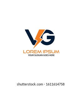 Creative,Modern Letter VG bolt logo design template vector eps  for use electric business purpose