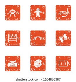 Creativeness icons set. Grunge set of 9 creativeness vector icons for web isolated on white background