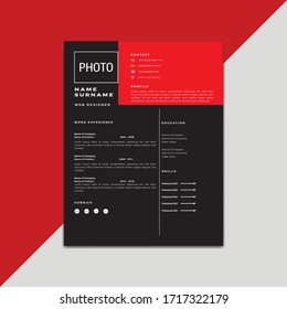 Creative,Professional,Vector minimalist cv / resume template.Displaying your profile.