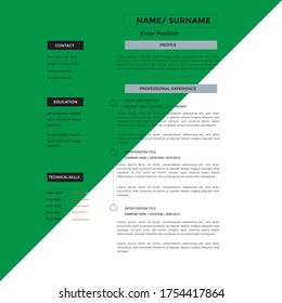 Creative,Professional,Vector minimalist cv / resume template.Displaying your profile.