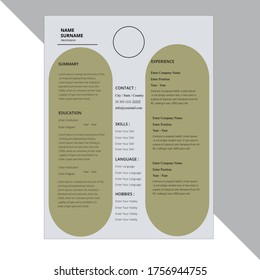 Creative,Professional,Vector minimalist cv / resume template.Displaying your profile.