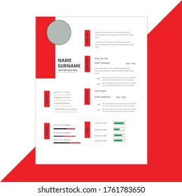 Creative,Professional,Vector minimalist cv / resume template.Displaying your profile.