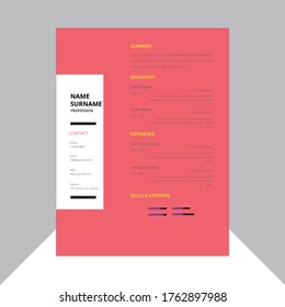 Creative,Professional,Vector minimalist cv / resume template.Displaying your profile.