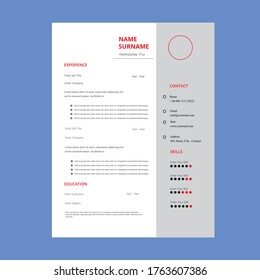 Creative,Professional,Vector minimalist cv / resume template.Displaying your profile.