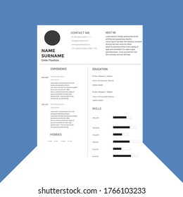 Creative,Professional,Vector minimalist cv / resume template.Displaying your profile.