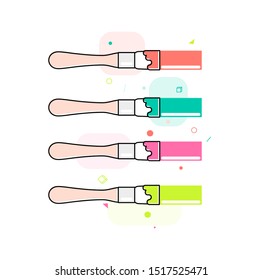 Creativity art concept. Vector poster or trendy background with brush icons, paints.