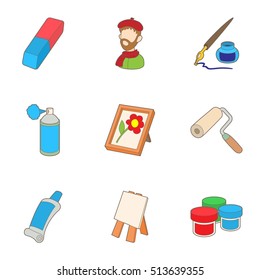 Creativity art icons set. Cartoon illustration of 9 creativity art vector icons for web