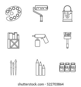 Creativity art icons set. Outline illustration of 9 creativity art vector icons for web