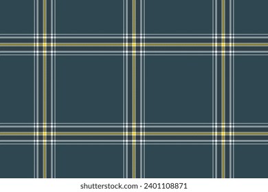 Creativity background check pattern, manufacture plaid textile fabric. Fashionable seamless texture tartan vector in cyan and dark colors.