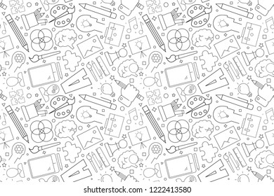 Creativity background from line icon. Linear vector pattern. Vector illustration