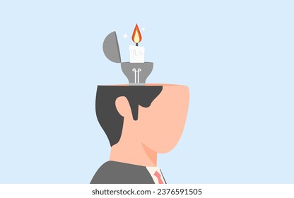 Creativity beyond border. thinking out of the box. always innovate even though resources are limited. a candle burning inside a dead light bulb. trying to develop ideas