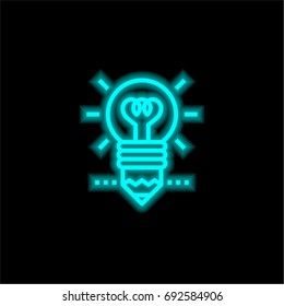 Creativity blue glowing neon ui ux icon. Glowing sign logo vector