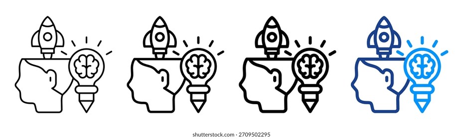 Kreativität Boost Symbol verschiedene Umriss Kollektion Set