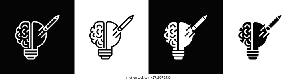 Kreativität Boost Symbol weißer und schwarzer Hintergrund Stil
