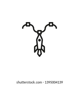 Creativity boost line icon. Startup, launching idea, spaceship. Ideas concept. Vector illustration can be used for topics like business, management, transportation