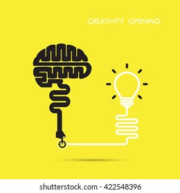 Creativity brain opening concept.Creative brain abstract vector logo design template. Corporate business industrial creative logotype symbol.Vector illustration