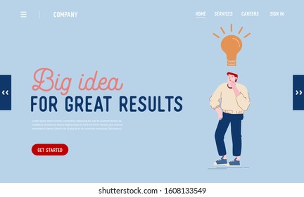 Creativity, Brainstorm and Imagination Website Landing Page. Businessman or Creative Employee Searching Solution, Thinking of Idea Scratching Chin Web Page Banner. Cartoon Flat Vector Illustration
