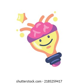 bombilla de creatividad icono de caricatura cerebral aislado