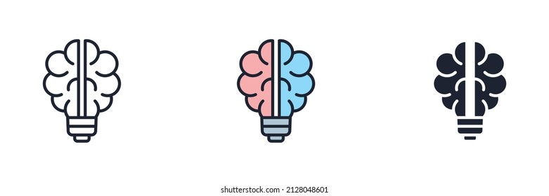 creativity bulb brain icon symbol template for graphic and web design collection logo vector illustration