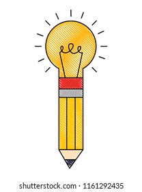 creativity bulb in pencil tool idea