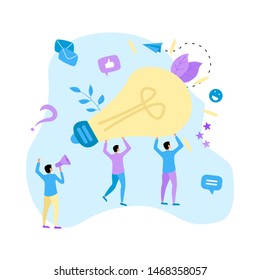 Creativity business idea concepts with big bulb. Vector illustration.