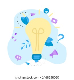 Creativity business idea concepts with big bulb. Vector illustration.