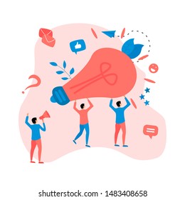 Creativity business idea concepts with big bulb. Vector illustration.	