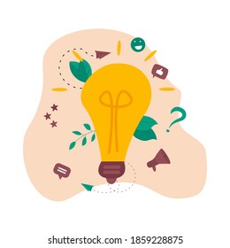 Conceptos de creatividad empresarial con bulbo grande. Ilustración vectorial.